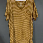 Maurice's Yellow Striped Roll Cuff Short Sleeve High Low V Neck Top Size 2X Photo 0