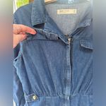ASOS NWOT Rare  Denim Jean Jumpsuit Romper with front zipper and button detail Photo 8