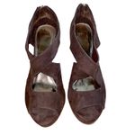 Cato Brown Faux Suede Open Toe Strappy Platform Heels Photo 4