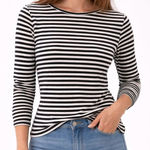 Nic+Zoe  Black and White Striped Long Sleeve Top Women's XS Photo 0