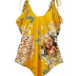 ALBION FIT The Natalie One Piece Swimsuit Size XXL Yellow Floral Shoulder Tie Photo 2