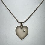 Trifari  Vintage Frosted Heart With Rhinestone Gold Tone Heart Necklace Photo 3