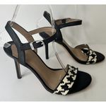 Lauren Ralph Lauren Gwen Houndstooth Black And White Leather Sandal Size 5.5 B Photo 2