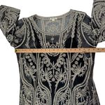 Ultra Pink  Black and Cream Gold Sheer Embroidered 3/4 Sleeve Tank Blouse Large Photo 8