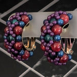 Vintage Clip On Earrings Half Hoop Extra Large Fruit Like Colors Statement Photo 0