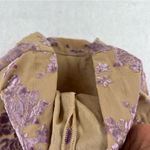 GUIHUA Floral Burnout Velvet Half Zip Mock Neck Sleeveless Top Fairy Feminine Tan Size M Photo 4