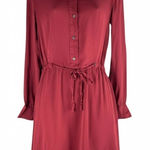 All Saints Sanko Drawstring Tie Mini Shirt Dress Crimson Orange Size 2 Photo 0