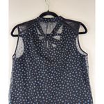Coach Womens Top Black Star Print Sleeveless Tie Neck Blouse Silk Sheer Size 0 Photo 9