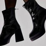 Free People Double Stack Black Patent Leather Platform Boots 8.5 Photo 0