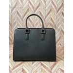 Womens Black Saffiano Faux Leather Satchel Handbag Bow Purse Bag Handle Bag Photo 1