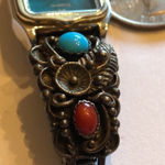 STC Sterling USA Native Red Turquoise & Silver Vintage Watch Photo 3