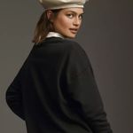 Anthropologie PHTHALO RUTH MAEVE BLUE CREW BONNE ANNEE CROP SWEATSHIRT XS Photo 4