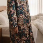 Christian Dior Vintage  Asian Floral 1/2 zip satin robe kaftan dress gown L Photo 0