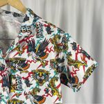 Empyre XS Graphic Crop Button Down Shirt Tiger Skull Eagle Ed Hardy Style Tattoo Red Photo 5