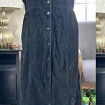 Eddie Bauer Womens Vintage Wide Whale Corduroy Jumper Button Midi Dress Black LP Photo 0