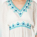 America & Beyond SEA BLUE EMBROIDERED COVER UP KAFTAN swim size Medium Photo 2