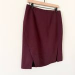 White House | Black Market  Pencil Skirt with Front Slit in Burgundy Size 8 Photo 1