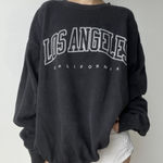 Brandy Melville John Galt Women's One Size Oversized Dark Gray Los Angeles Crewneck Sweatshirt Photo 0