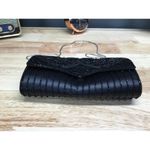 Vintage Hashimoto Women's Black Beaded Chain Strap Embellished Shoulder Bag Photo 1