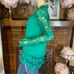 GREEN CROCHET TRIMMED LONG SLEEVE FASHION TUNIC (M) Size M Photo 4