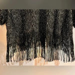 90s Black Silver Cropped Fringe Top Size 12 Photo 4