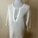 Theory  white open knit crochet tunic top MEDIUM Photo 2