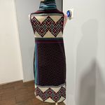 Vintage Y2K Funky People Knit Shift Dress Blue Geometric Southwest Striped S Photo 2