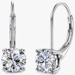 NIB 2cttw (2x1.0ct) Moissanite and Sterling Silver Drop Earrings $60 MSRP White Photo 1