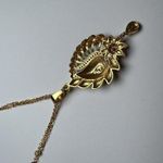 Indian Pink / Clear Rhinestone Pendant Gold Tone Necklace 18 Inch Photo 7