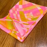 Vintage Mod Neon Pink Plaid Sheer Scarf Neon Mod Retro Long Wrap Sash Belt Scarf Photo 5