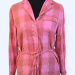 Victoria's Secret  Pink Plaid Pajama Romper with gold accents Size XS Photo 0