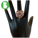 FINE STERLING SILVER 925 W/ A COPPER TINT HEART SHAPED AMETHYST PUFFED RING (8) Photo 2