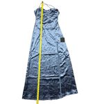 Lulus NWT Women's S Stunning Example Slate Blue Satin Backless Maxi Dress Formal Photo 5