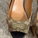 Coach  FERRY sling back peep toe heels with signature monogram and buckles Photo 7