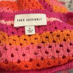 Free Assembly Crochet Cotton Multi Pink Colorblock Stripe Sleeveless Vest Top L Size L Photo 6