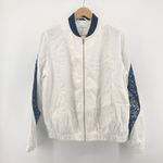 Escada Sport White Linen Lace Bomber Jacket Zip Up Black Collar‎ Size 44 L/XL Size L Photo 1