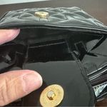 Vintage Allen Edward Small Black Quilted Patent Leather‎ Crossbody Purse Tassel Photo 7