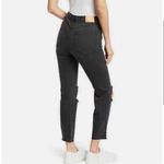 Avec Les Filles Straight Mom Jeans Distressed Washed Black Size 28 Photo 3