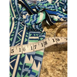 Sunny Leigh Women's  Tunic Top S Blue Green Geometric 3/4 Sleeve Photo 3