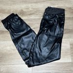 AQUA Women's Black Faux Leather Elastic Waist/Ankle Pull On Jogger Pants sz S Photo 4