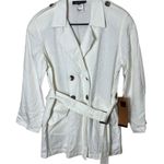Vintage NWT Carole Little Petites White Linen Blend Belted Jacket Size 2‎ Photo 0