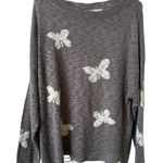 Cato  Charcoal Butterfly Women's Sweatshirt Raw Hem Photo 0