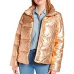 J.Crew  Rose Gold Metallic Puffer Jacket Size M Photo 2