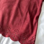 SheIn Red Scalloped Laser Cut Suede Top Photo 3