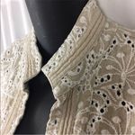 Chico's Chico’s Linen Beige Eyelet Open Jacket Size Medium 8 Photo 4