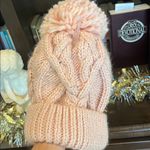 Faded Glory Pink Cable Knit Crochet Winter Pom Cap New Photo 2