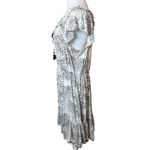 Soma White Black Tropical Leaf Print Dress Size XL Flutter Sleeve Vacation Beach Photo 2