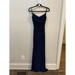 La Femme New 28079 Side wrap Jersey Gown In Navy Size 2 Cutout Back Photo 2