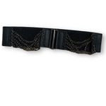 Deadstock Y2K Yik Fung Black Leather Stretch Waist Belt Chains NWT Statement Photo 6