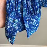 Hemant and Nandita  Long Sleeve Blue Paisley Ruffle Top Size Small Photo 7